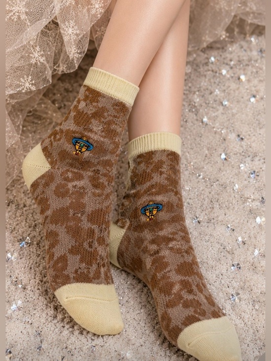 Vivienne Westwood Accessories - Vivienne Westwood Japan Leopard Print Crew Socks NWT Rare Orb Embroidered